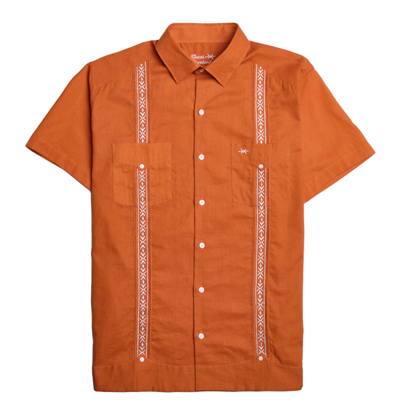 Tejas Guayabera - Solid Burnt Orange