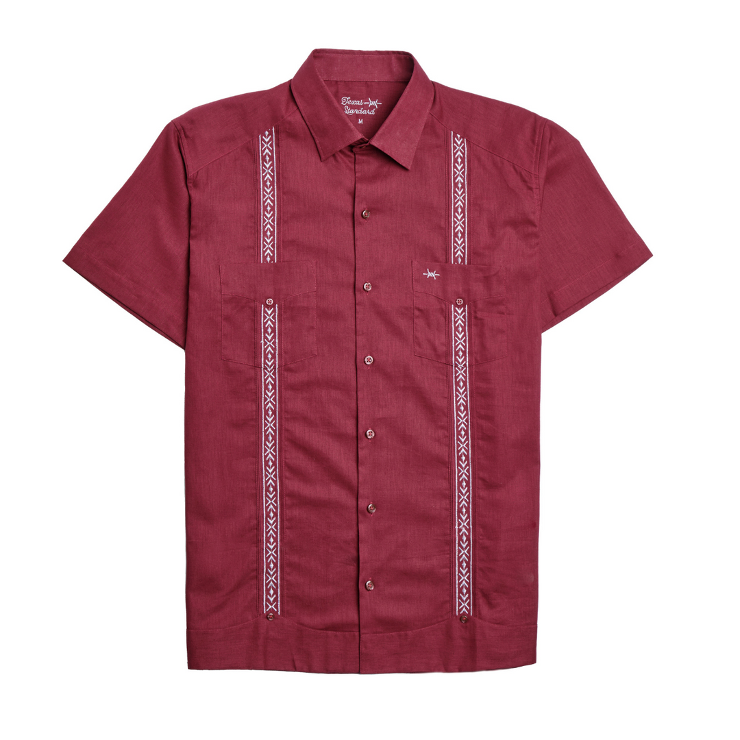 Tejas Guayabera - Solid Maroon